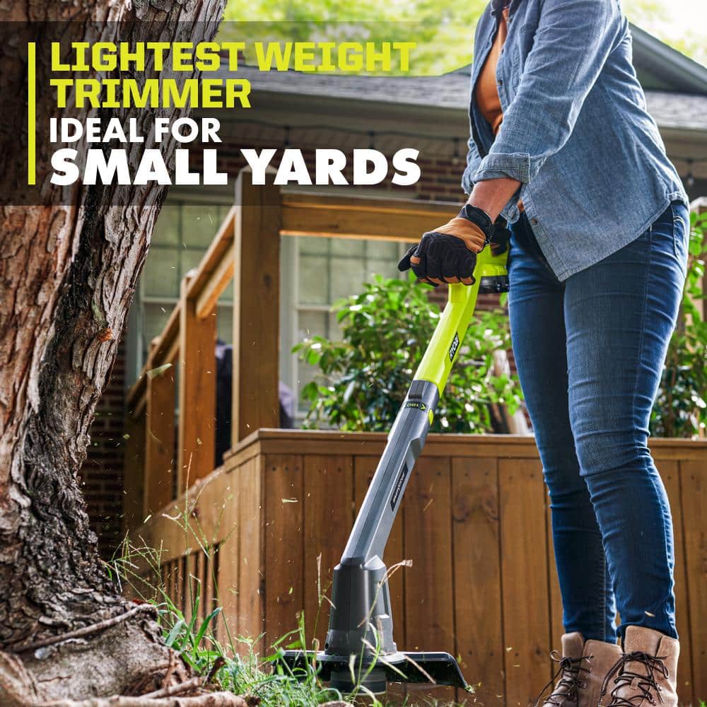 RYOBI ONE+ 18V Cordless String Trimmer/Edger and Blower/Sweeper Combo Kit (2-Tools) with 2.0 Ah Battery and Charger PCLCK201K