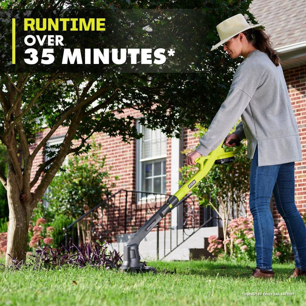 RYOBI ONE+ 18V Cordless String Trimmer/Edger and Blower/Sweeper Combo Kit (2-Tools) with 2.0 Ah Battery and Charger PCLCK201K