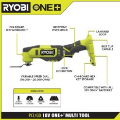 RYOBI ONE+ 18V Cordless Multi-Tool with FREE ONE+ 18V 2.0 Ah Lithium-Ion Battery PCL430B-PBP006