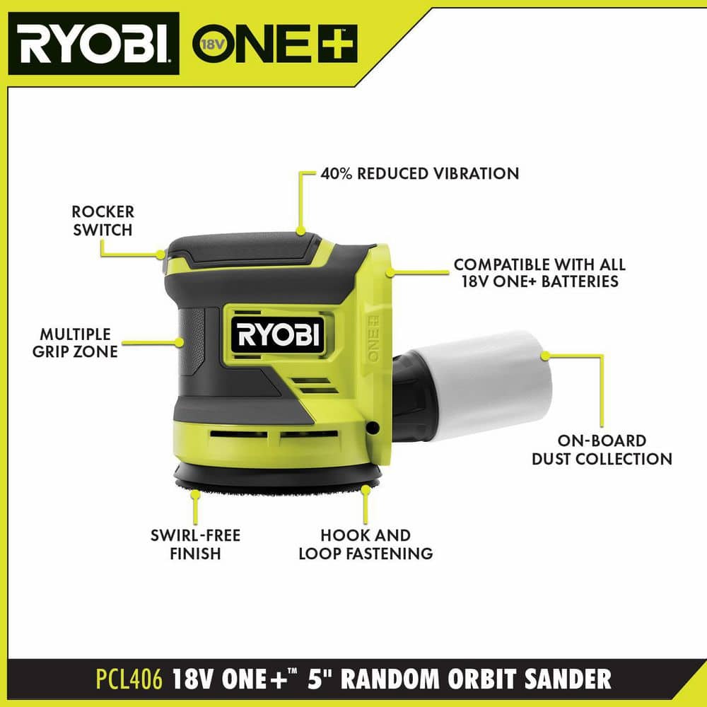 RYOBI ONE+ 18V Cordless 2-Tool Combo Kit with Multi-Tool and 5 in. Random Orbit Sander (Tools Only) PCL1207N