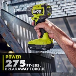 RYOBI ONE+ HP 18V Brushless Cordless Compact 1/2 in 4 Mode Impact Wrench with FREE ONE+ 18V 2.0 Ah HIGH PERFORMANCE Battery PSBIW25B-PBP003