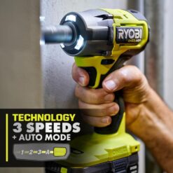 RYOBI ONE+ HP 18V Brushless Cordless Compact 1/2 in 4 Mode Impact Wrench with FREE ONE+ 18V 2.0 Ah HIGH PERFORMANCE Battery PSBIW25B-PBP003