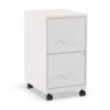 Staples 2-Drawer Mobile Vertical File Cabinet, Letter Size, Lockable, 26.3"H x 14.3"W x 18.9"D, White (ST52155-CC)
