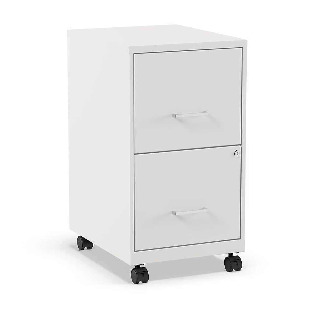 Staples 2-Drawer Mobile Vertical File Cabinet, Letter Size, Lockable, 26.3"H x 14.3"W x 18.9"D, White (ST52155-CC)