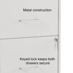 Staples 2-Drawer Mobile Vertical File Cabinet, Letter Size, Lockable, 26.3