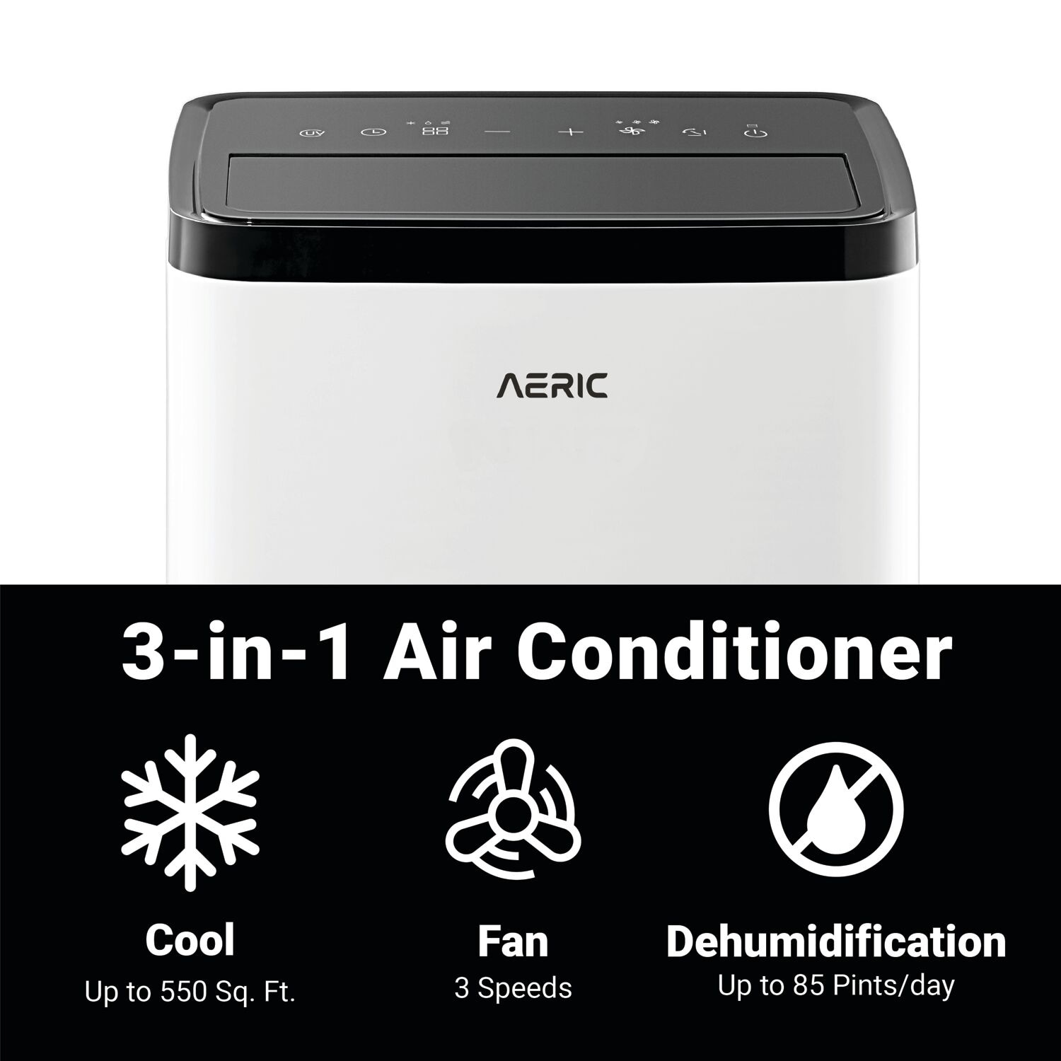 Aeric 8,000 BTU SACC 115-Volts ) White Vented Portable Air Conditioner Remote Control Included Cools 550-Sq. Feet