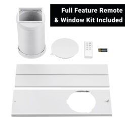 Aeric 8,000 BTU SACC 115-Volts ) White Vented Portable Air Conditioner Remote Control Included Cools 550-Sq. Feet