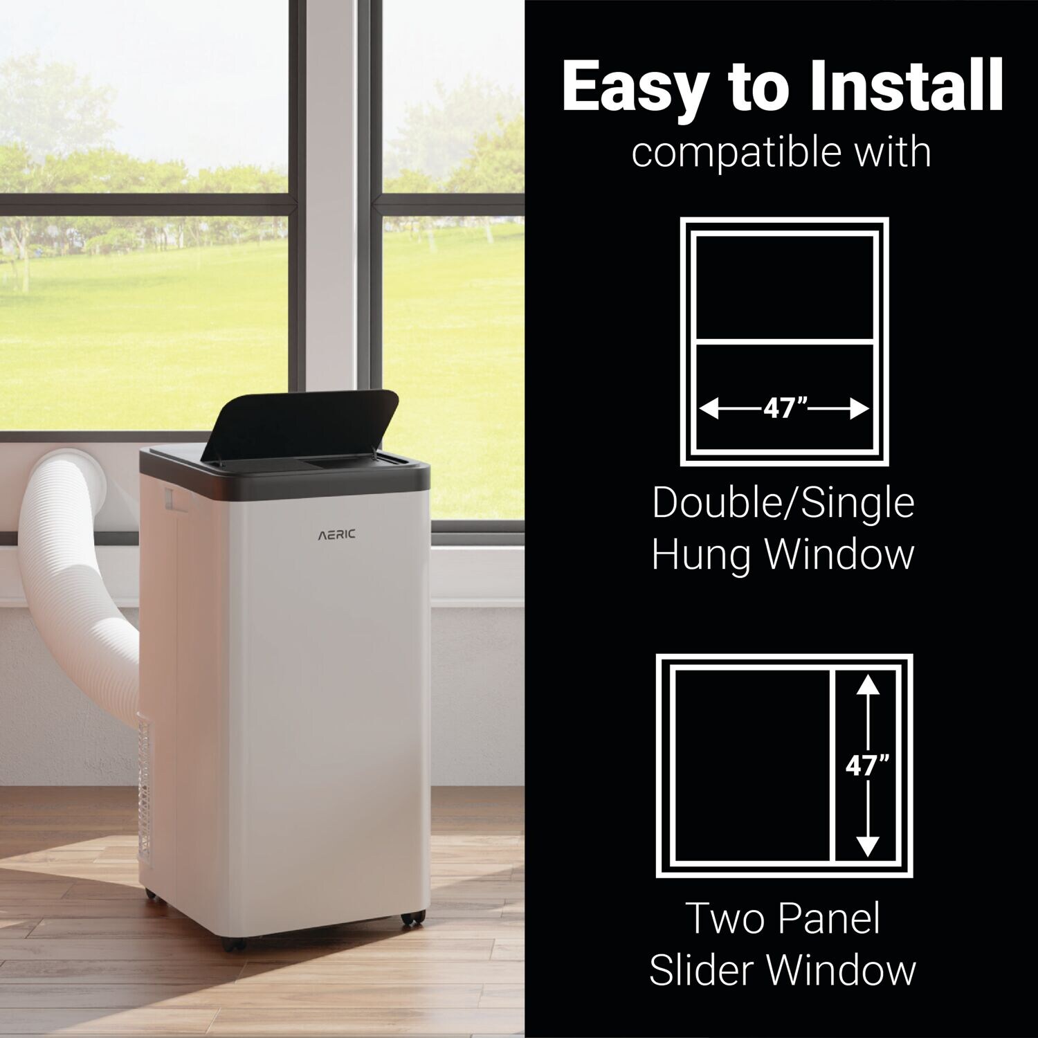 Aeric 8,000 BTU SACC 115-Volts ) White Vented Portable Air Conditioner Remote Control Included Cools 550-Sq. Feet