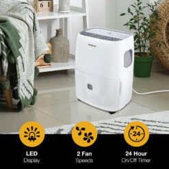 Whirlpool 1.75-Gallon 30 -Pint 2 -Speed Dehumidifier (For Rooms 1501 - 3000 Square Feet) White