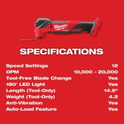 Milwaukee M18 FUEL 18V Lithium-Ion Cordless Brushless Oscillating Multi-Tool (Tool-Only) 2836-20