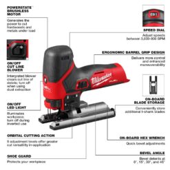Milwaukee M12 12V Fuel Lithium-Ion Cordless Jig Saw (Tool-Only) 2545-20