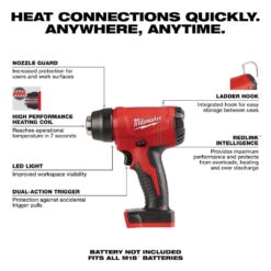 Milwaukee M18 18V Lithium-Ion Cordless Compact Heat Gun (Tool-Only) 2688-20