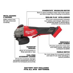 Milwaukee M18 FUEL 18V Lithium-Ion Brushless Cordless 4-1/2 in./5 in. Grinder with Variable Speed & Paddle Switch (Tool-Only) 2888-20