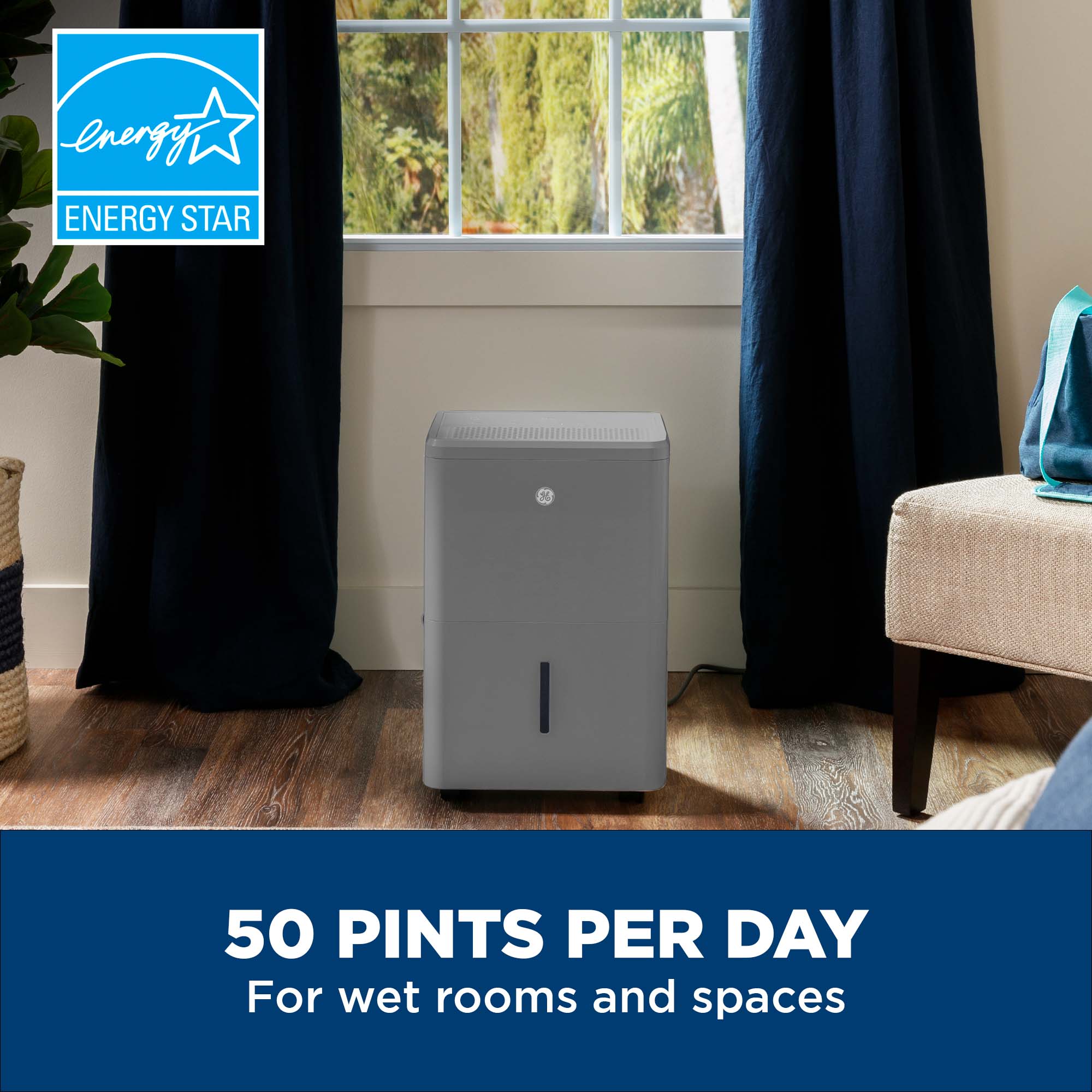 GE 1.88-Gallon 50 -Pint 2 -Speed with Built-In Pump ENERGY STAR Certified (For Rooms 3001+ Square Feet) Gray
