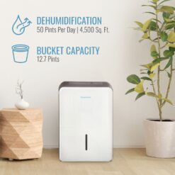 Keystone 1.8-Gallon 50 -Pint 3 -Speed Dehumidifier with Built-In Pump ENERGY STAR Certified (For Rooms 3001+ Square Feet) White