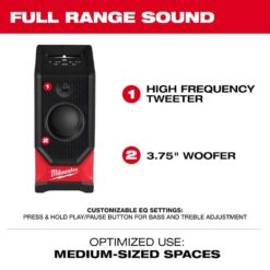 Milwaukee M18 18V Lithium-Ion Cordless Wireless Bluetooth Jobsite Speaker (Tool-Only) 2954-20
