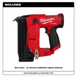 Milwaukee M12 FUEL 12-Volt Lithium-Ion Brushless Cordless 18-Gauge 1-1/2 in. Compact Brad Nailer (Tool Only) 2541-20