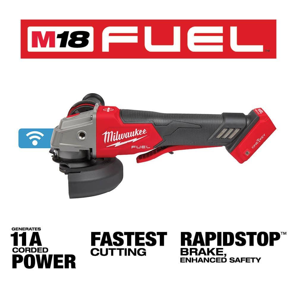 Milwaukee M18 FUEL 18V Lithium-Ion Brushless Cordless 4-1/2 in./5 in. Braking Grinder With Paddle Switch (Tool-Only) 2882-20