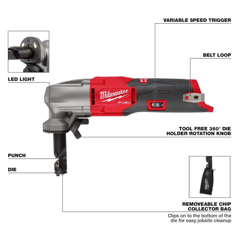 Milwaukee M12 FUEL 12-Volt Lithium-Ion Brushless Cordless 16-Gauge Variable Speed Nibbler (Tool-Only) 2476-20