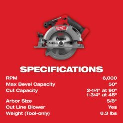 Milwaukee M18 FUEL 18V Lithium-Ion Brushless Cordless 6-1/2 in. Circular Saw (Tool-Only) 2833-20