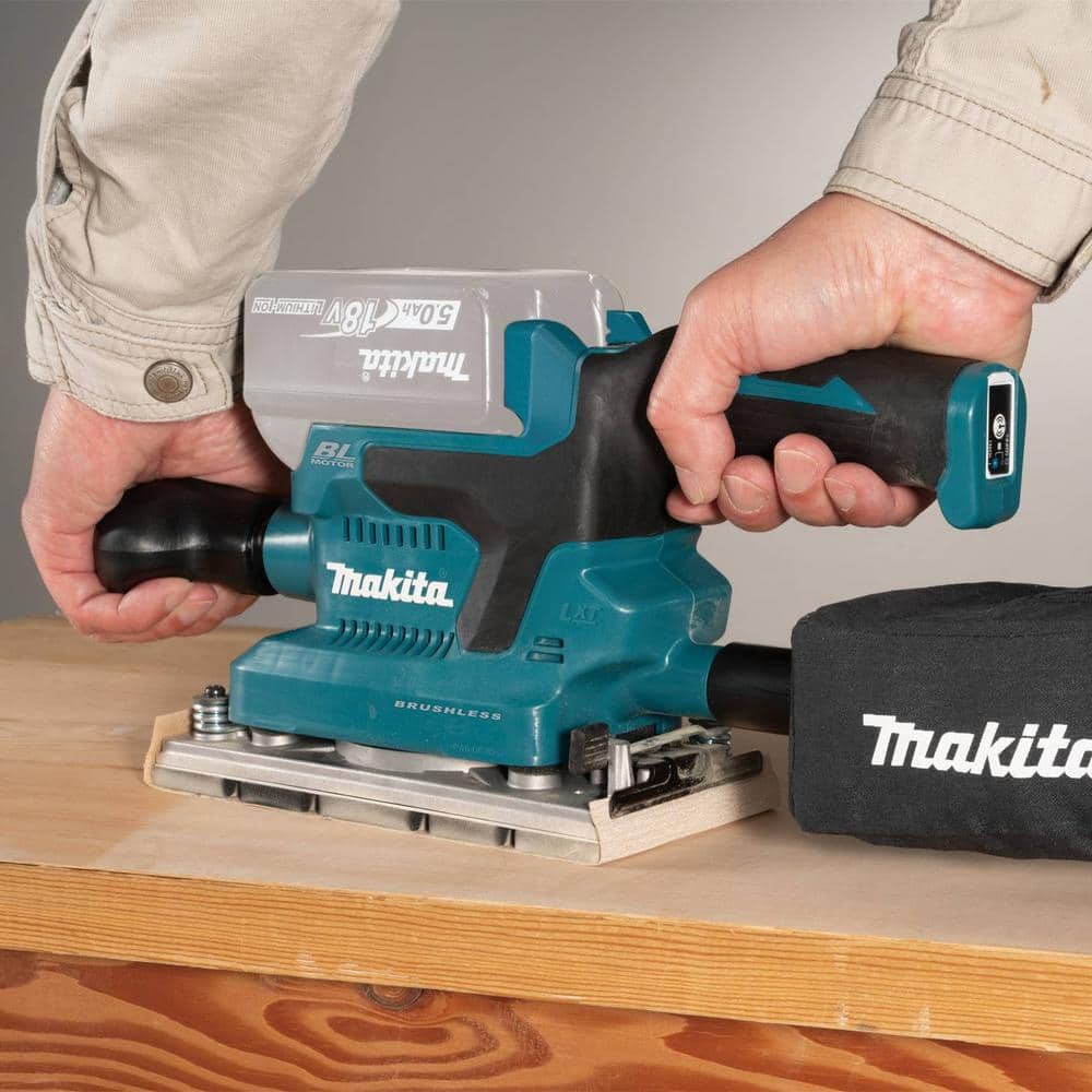 Makita 18V LXT Lithium-Ion Brushless Cordless 1/3 Sheet Finishing Sander, AWS Capable (Tool Only) XOB03Z