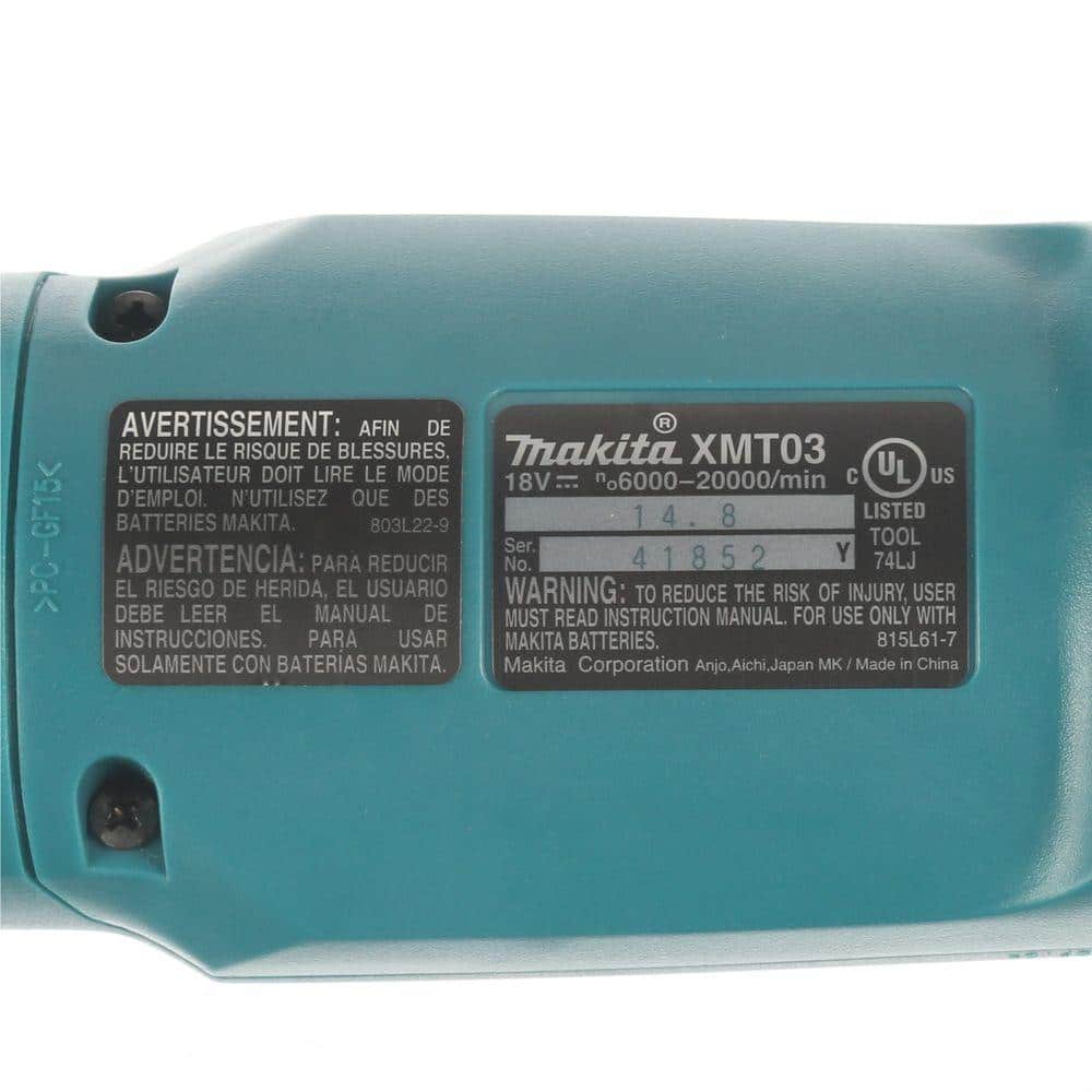 Makita 18V LXT Lithium-Ion Cordless Variable Speed Oscillating Multi-Tool (Tool-Only) With Blade and Accessory Adapters XMT03Z