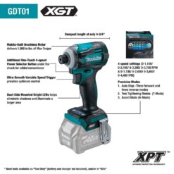 Makita 40V max XGT Brushless Cordless 4-Speed Impact Driver (Tool Only) GDT01Z