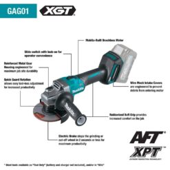 Makita 40V Max XGT Brushless Cordless 4-1/2/5 in. Angle Grinder with Electric Brake (Tool Only) GAG01Z