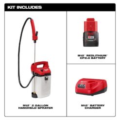 Milwaukee M12 12-Volt 2 Gal. Lithium-Ion Cordless Handheld Sprayer Kit with 2.0 Ah Battery and Charger 2528-21G2