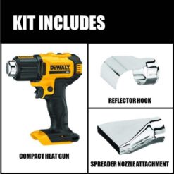 DEWALT 20V MAX Cordless Compact Heat Gun with Flat and Hook Nozzle Attachments DCE530B