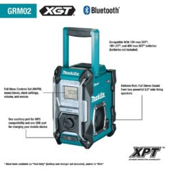 Makita 40V Max XGT Cordless Bluetooth Job Site Radio, Tool Only GRM02