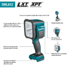 Makita 18V LXT Lithium-Ion Cordless L.E.D. Flashlight / Spotlight (Light Only) DML812