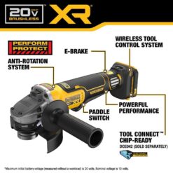 DEWALT 20V XR Cordless 4-1/2. in. to 5 in. Variable Speed Angle Grinder (Tool Only) DCG410VSB