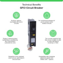 Square D Homeline 20 Amp Single-Pole GFCI Circuit Breaker HOM120GFICP