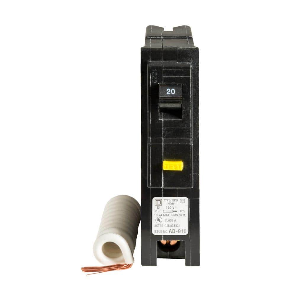 Square D Homeline 20 Amp Single-Pole GFCI Circuit Breaker HOM120GFICP