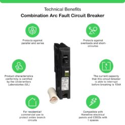 Square D Homeline 15 Amp Single-Pole Combination Arc Fault Circuit Breaker(HOM115CAFIC) HOM115CAFIC