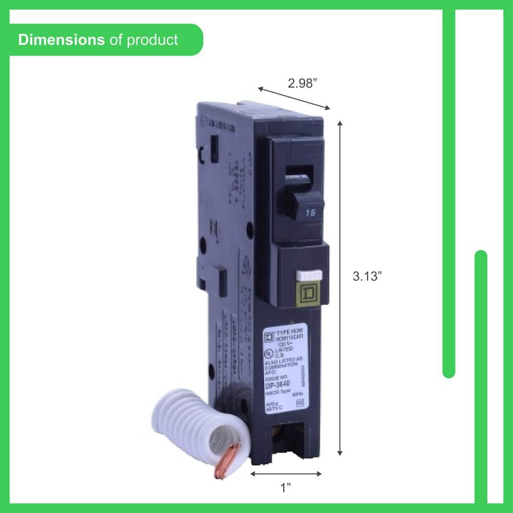 Square D Homeline 15 Amp Single-Pole Combination Arc Fault Circuit Breaker(HOM115CAFIC) HOM115CAFIC