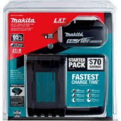 Makita 18V 5.0Ah LXT Lithium-Ion Battery and Charger Starter Pack BL1850BDC1