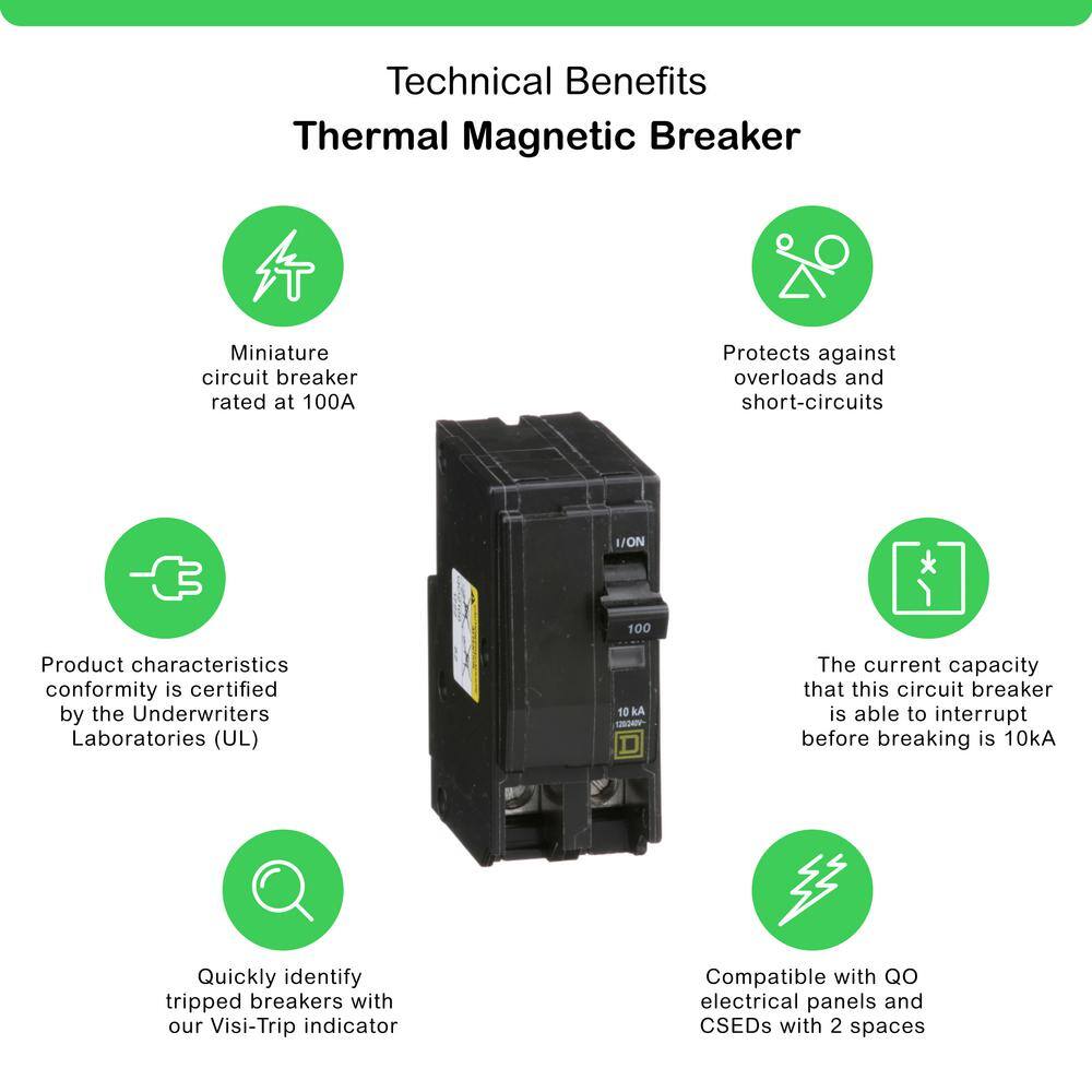 Square D 100 Amp 2-Pole Circuit Breaker QO2100C