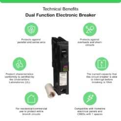 Square D Homeline 20 Amp Single-Pole Dual Function (CAFCI and GFCI) Circuit Breaker HOM120DFC