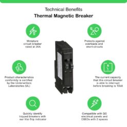 Square D QO 2-20 Amp Single-Pole Tandem Circuit Breaker QO2020C