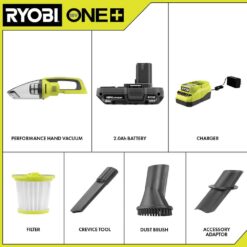 RYOBI ONE+ 18V Cordless Performance Hand Vacuum Kit with 2.0 Ah Battery and Charger PCL704K