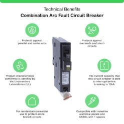 Square D Homeline 20 Amp Single-Pole Combination Arc Fault Circuit Breaker(HOM120CAFIC) HOM120CAFIC