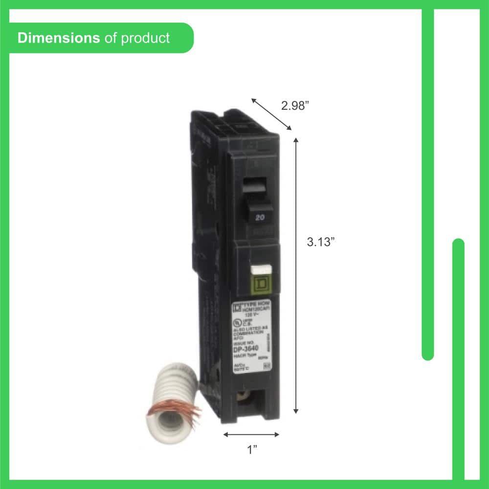Square D Homeline 20 Amp Single-Pole Combination Arc Fault Circuit Breaker(HOM120CAFIC) HOM120CAFIC