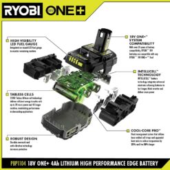 RYOBI ONE+ 18V 4.0 Ah Lithium-Ion HIGH PERFORMANCE EDGE Battery PBP1104