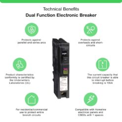 Square D Homeline 15 Amp Single-Pole Plug-On Neutral Dual Function (CAFCI and GFCI) Circuit Breaker HOM115PDFC
