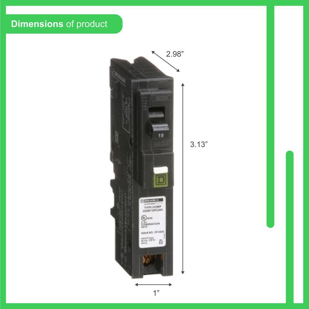 Square D Homeline 15 Amp Single-Pole Plug-On Neutral Combination Arc Fault Circuit Breaker(HOM115PCAFIC) HOM115PCAFIC