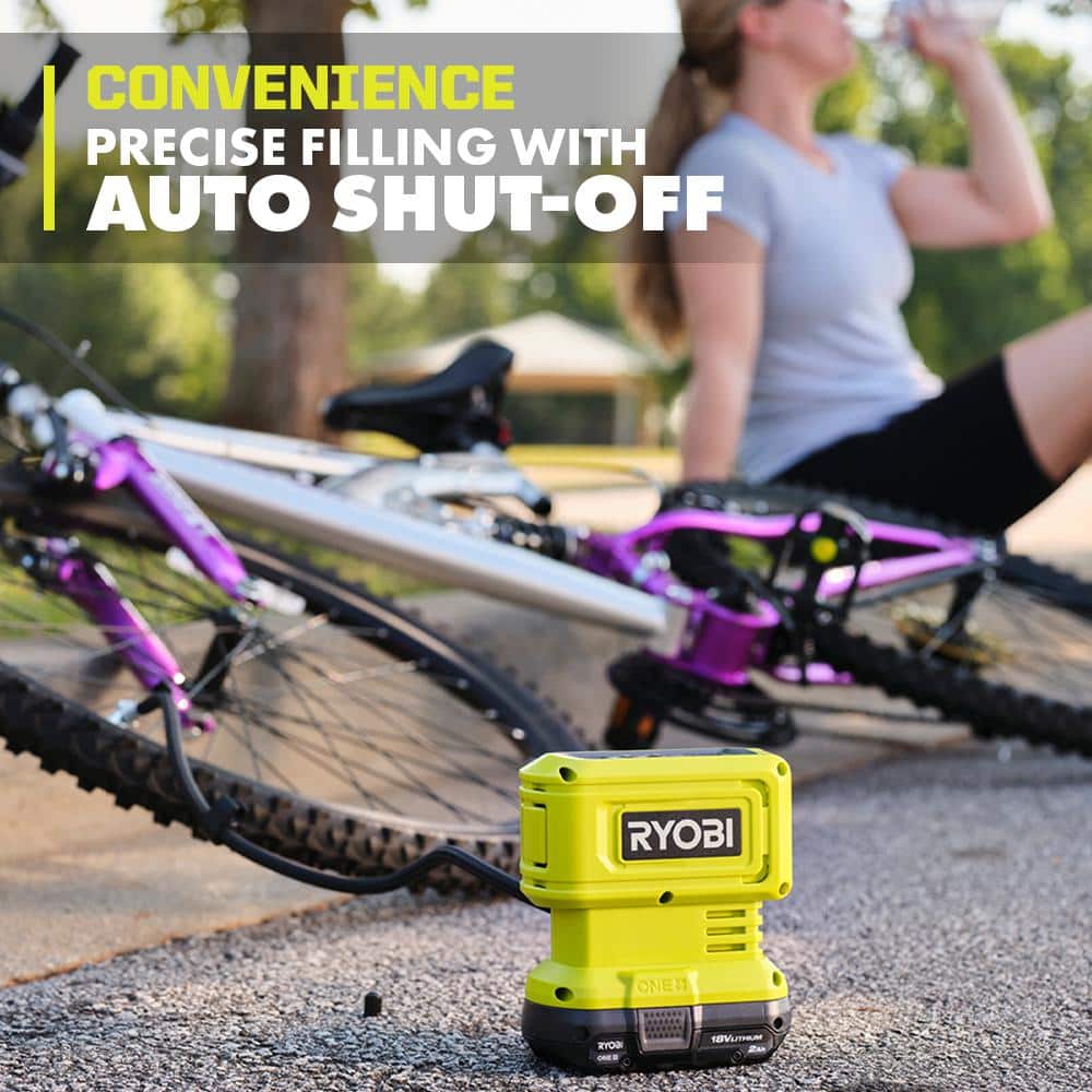 RYOBI ONE+ 18V Cordless High Pressure Inflator Kit with 2.0 Ah Battery and Charger PCL001K1