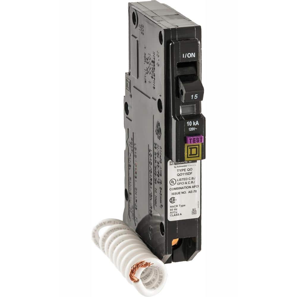 Square D QO 15 Amp Single-Pole Dual Function (CAFCI and GFCI) Circuit Breaker QO115DFC