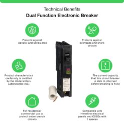 Square D Homeline 15 Amp Single-Pole Dual Function (CAFCI and GFCI) Circuit Breaker HOM115DFC